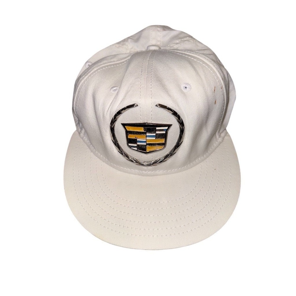 Cadillac GM Logo Baseball Cap Hat White Adj Embroidered Unisex‎ fair condition